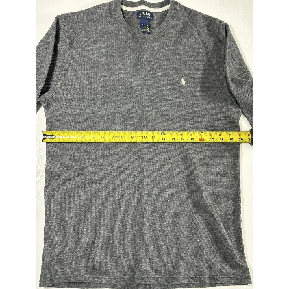 Polo Ralph Lauren Mens Gray Waffle Knit Thermal Long Sleeve Crew Shirt Size XL